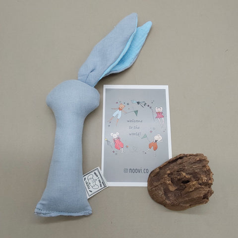 Rattle bunny - light blue
