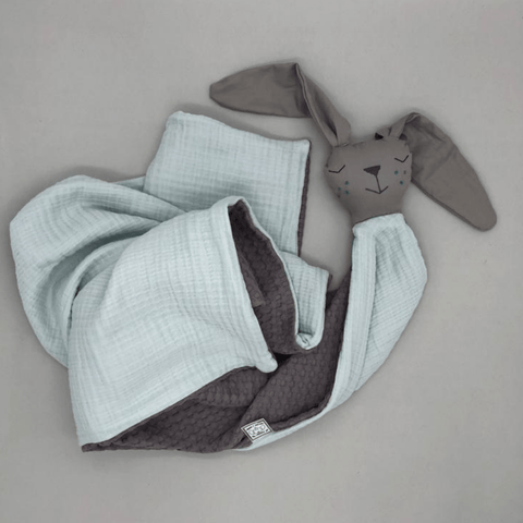 Rabbit head blanket-mint / Gray Medium