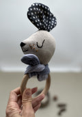Doll head rattle - natural