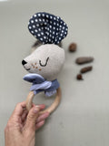 Doll head rattle - natural
